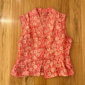 y2k coral brocade vest/crop top 🌸